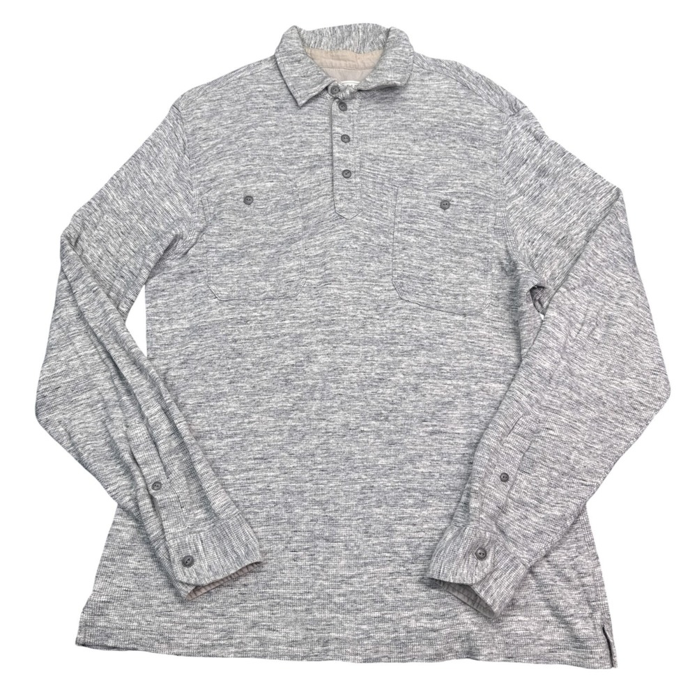 The Field Brand Knit Shirt Mens Size Large Gray Collared Polo Long‎ Sleeve
